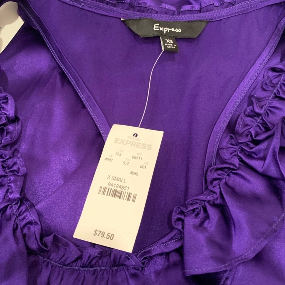 🆕 Express Elegant Racer Back Ruffles Silk Dress - Picture 4 of 4